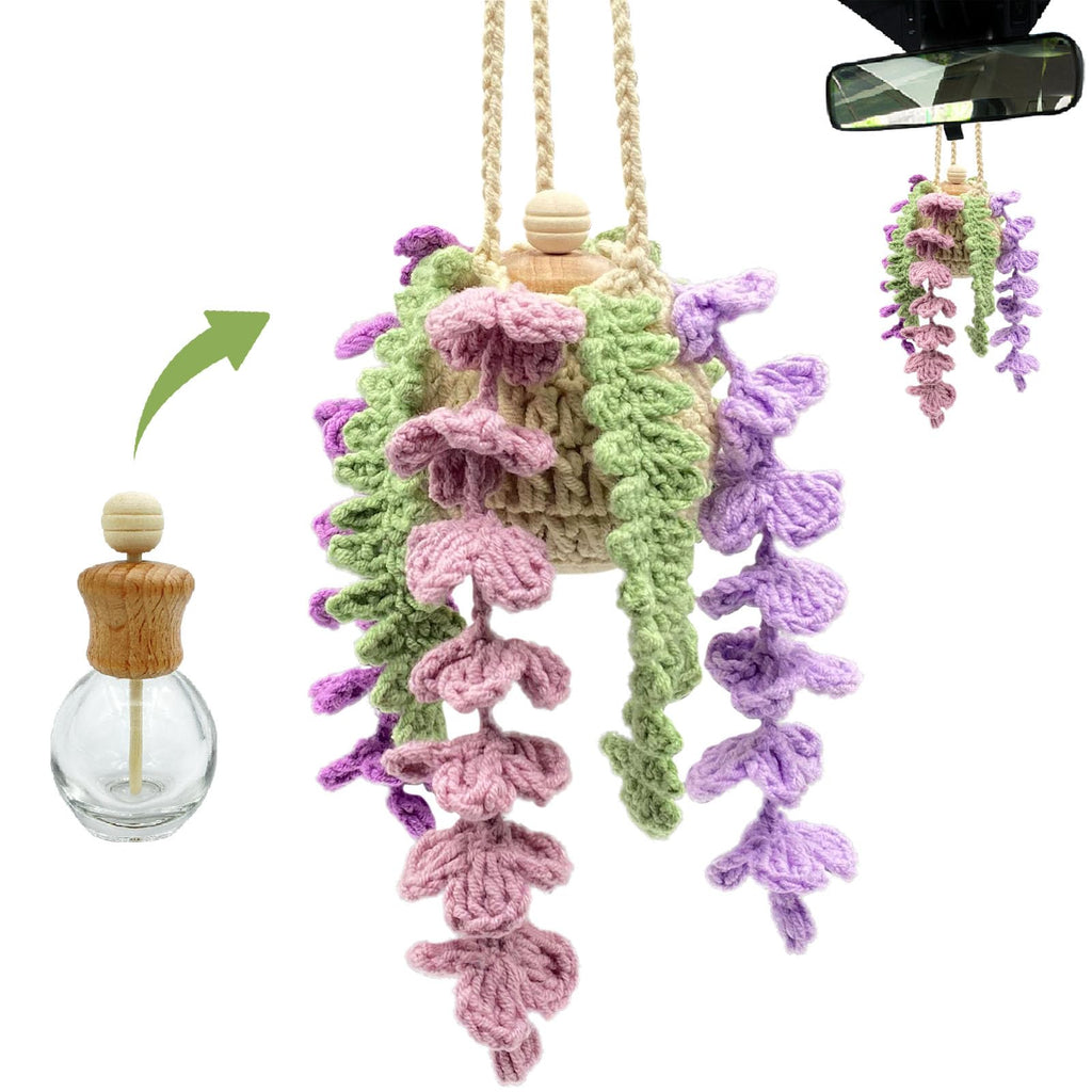 Crochet Car Air Freshener,15ml Diffuser Bottle with Strawberry Plant