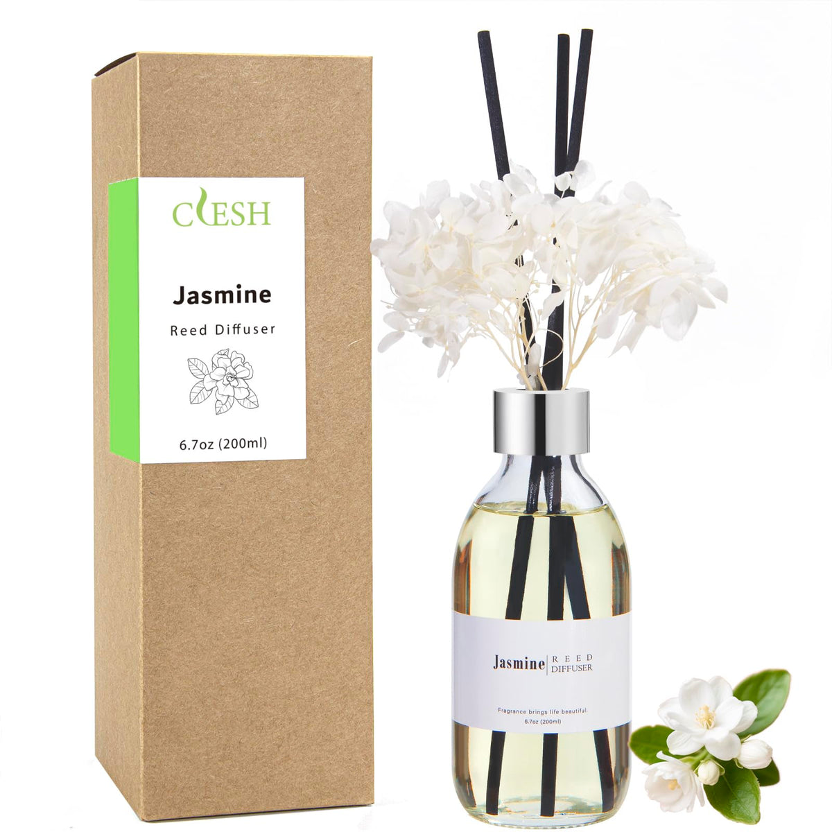 Clesh Reed Diffuser Set, 6.7 oz Eucalyptus Scented Diffuser with Sticks, Home Fragrance Reed Diffuser for Bathroom Shelf Decor
