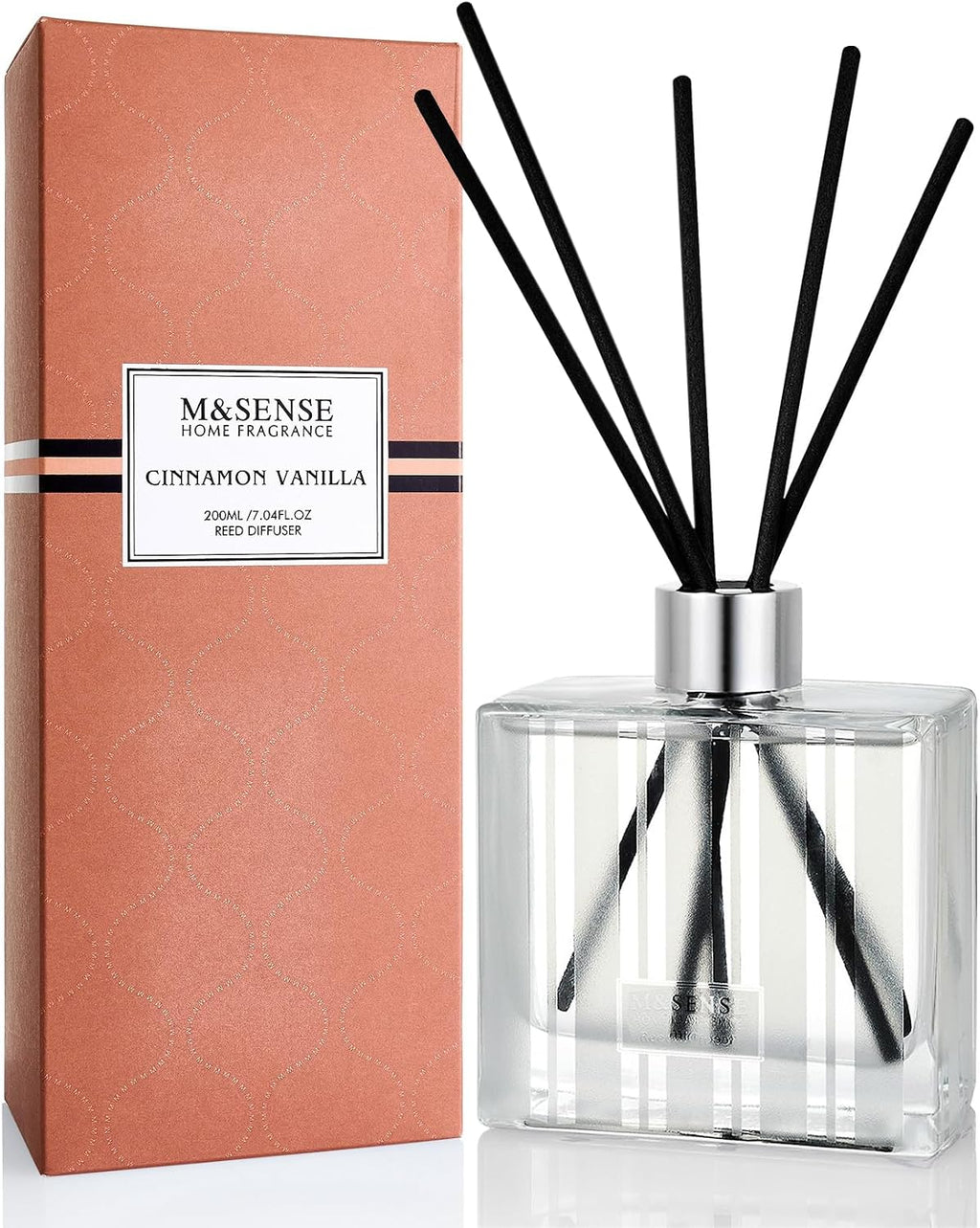 M&SENSE Reed Diffuser, Cinnamon Vanilla, 7.04 oz Natural Essential Oil