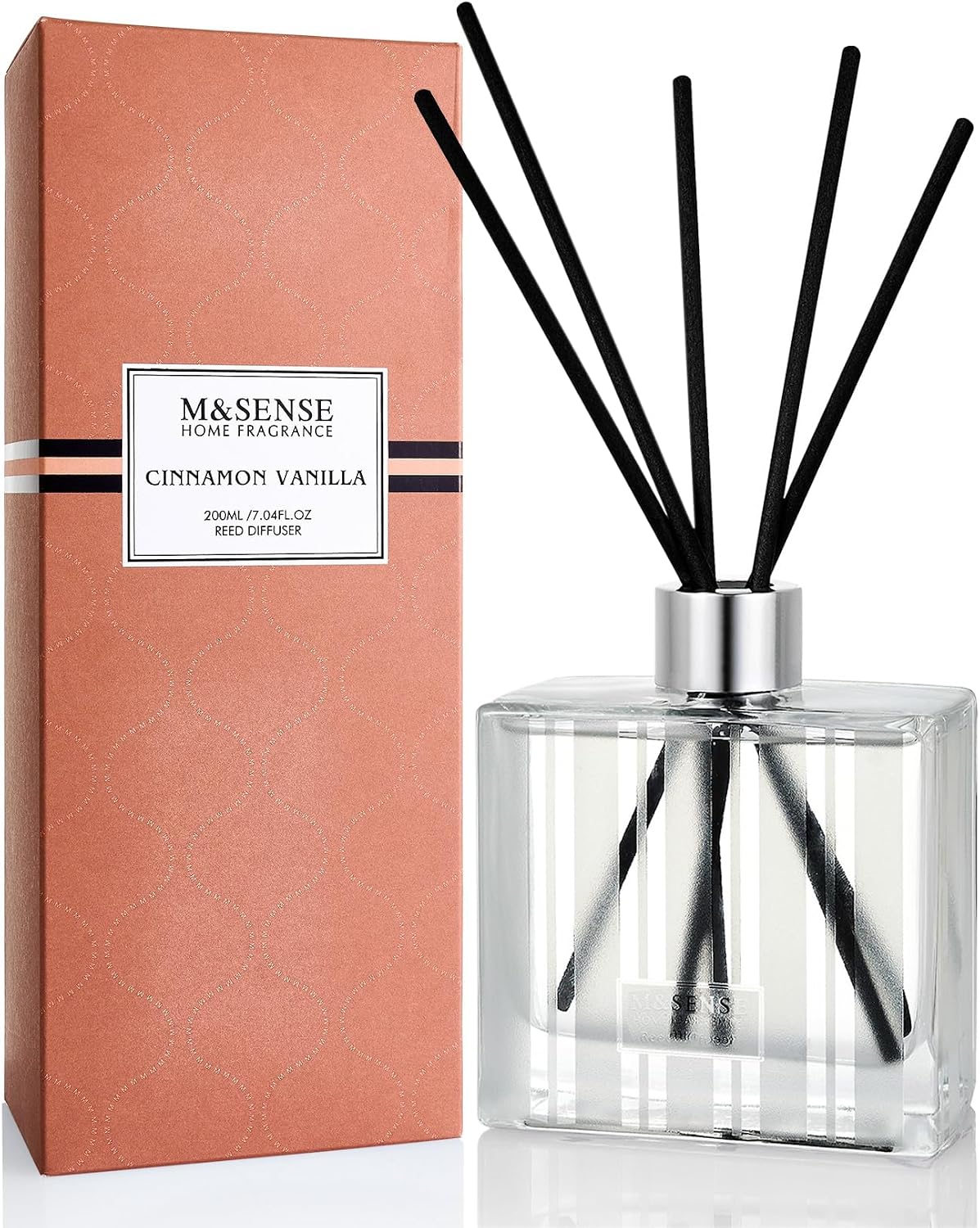 M&SENSE Reed Diffuser, Cinnamon Vanilla, 7.04 oz Natural Essential Oil