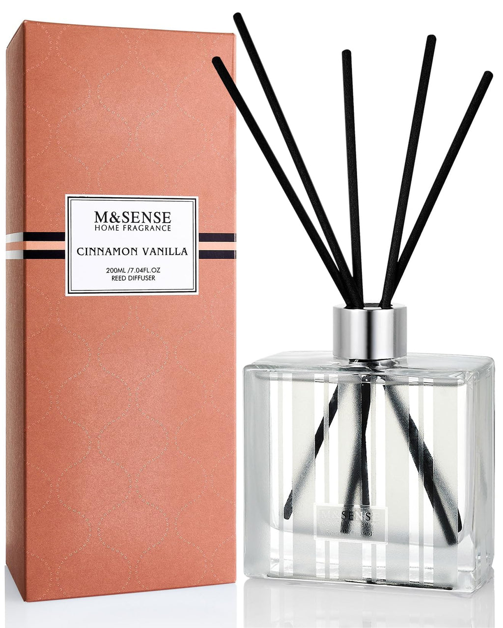 M&SENSE Reed Diffuser, Cinnamon Vanilla, 7.04 oz Natural Essential Oil