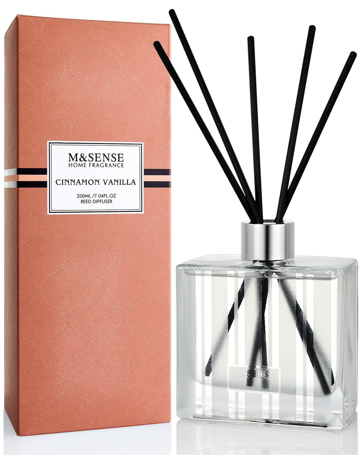 M&SENSE Reed Diffuser, Cinnamon Vanilla, 7.04 oz Natural Essential Oil