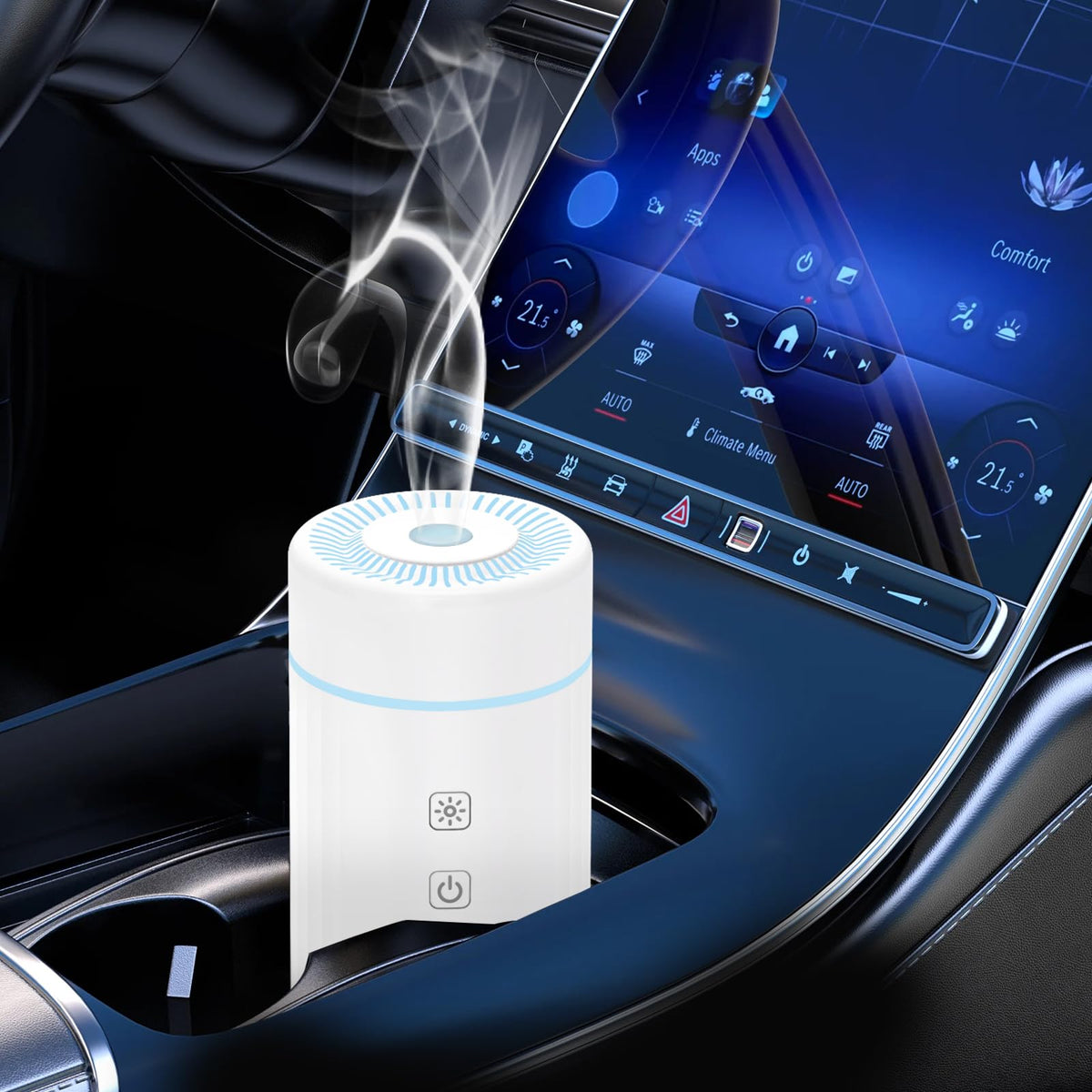 SEEDSEEL Car Aromatherapy Diffusers for Essential Oils，Mini USB Air Scent Small Humidifier with 7-LED Color Changing for Car Room Home Office Bedroom