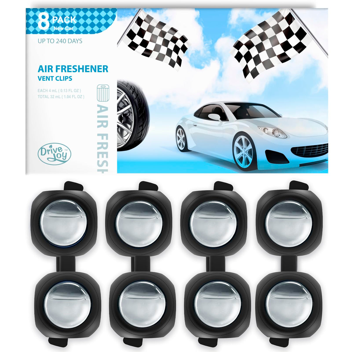 DRIVEJOY Car Air Freshener Vent Clips, 8 PK, 6 Ocean, 2 New Car Scent, Long Lasting Air Fresheners for Men & Women, Up to 240 Days, Odor Eliminator