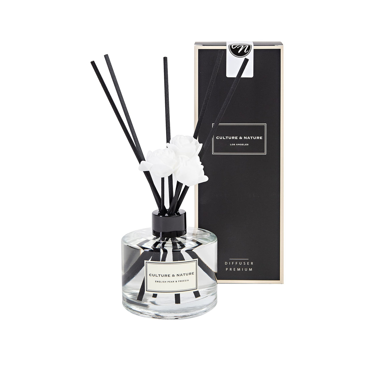 CULTURE & NATURE Reed Diffuser Set 6.7oz (200ml) Black Rose Scented Diffuser with Sticks Home Fragrance Reed Diffuser for Bathroom Shelf Decor