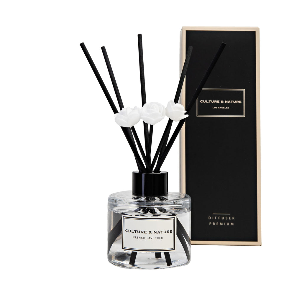 CULTURE & NATURE Reed Diffuser Set 6.7oz (200ml) Clean Cotton Scented Diffuser with Sticks Home Fragrance Reed Diffuser for Bathroom Shelf Decor