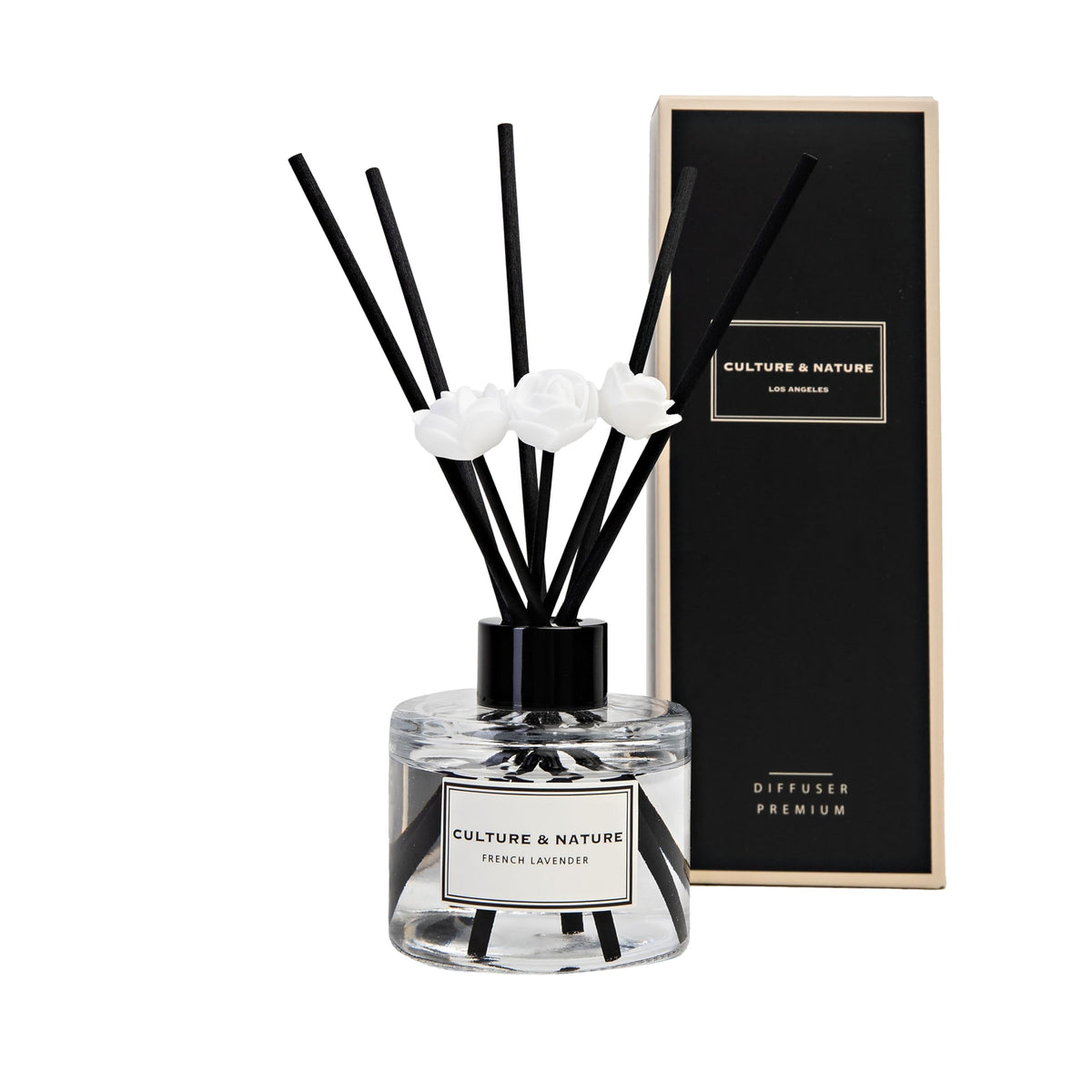 CULTURE & NATURE Reed Diffuser Set 6.7oz (200ml) Black Rose Scented Diffuser with Sticks Home Fragrance Reed Diffuser for Bathroom Shelf Decor