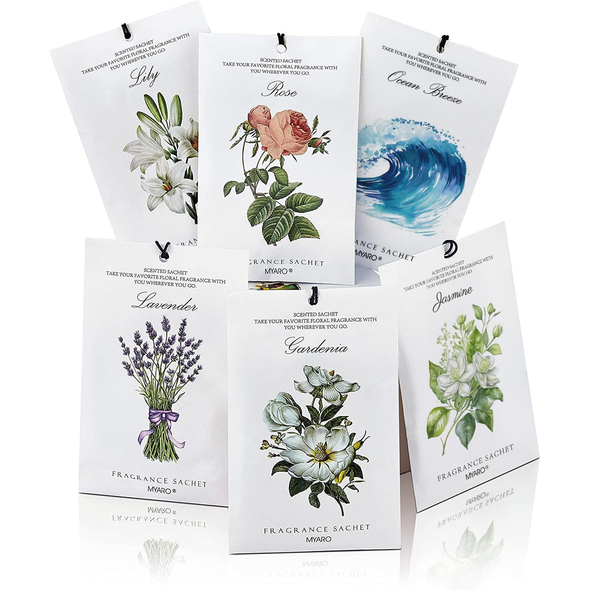 MYARO 12 Pack Fresh Linen Scented Sachets, Closet Deodorizer Car Freshener