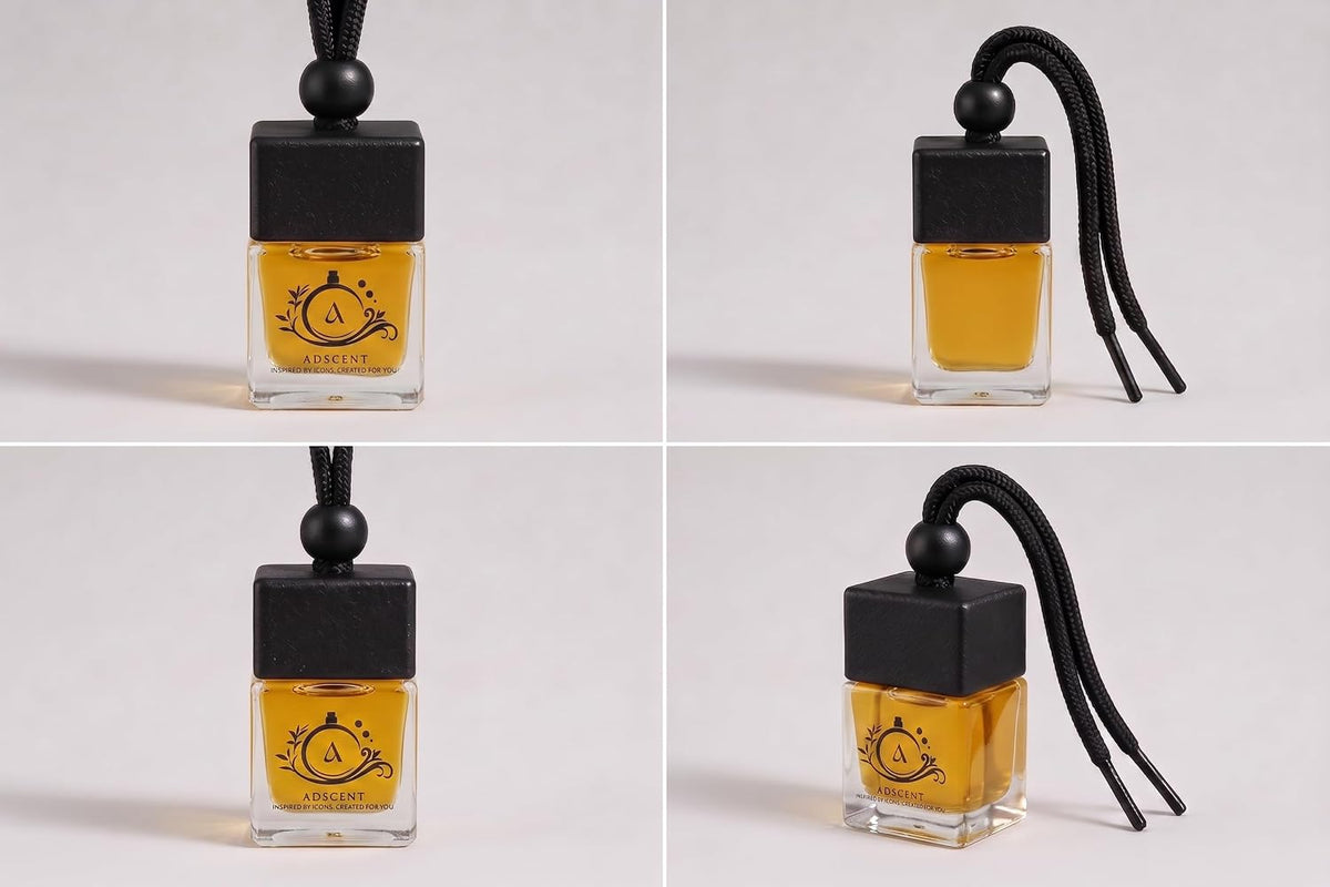 Aventus Luxury Car Air Freshener, Hanging Glass Bottle Diffuser, Long Lasting 30–45 Days, Premium Leather Cap & Rope, Car Perfume, Auto Fragrance Diffuser, Made in Canada