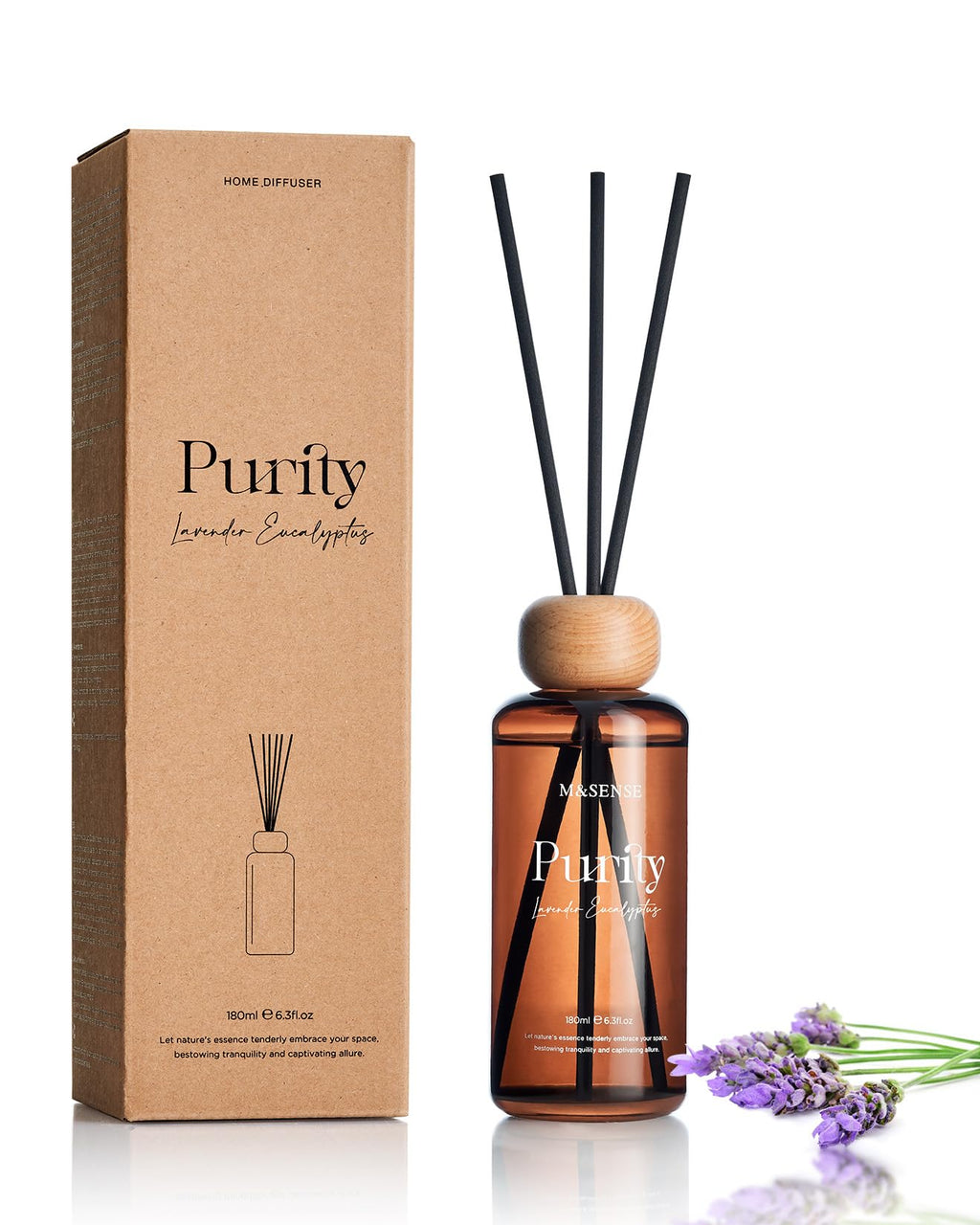 M&SENSE Reed Diffuser, Cinnamon Vanilla, 7.04 oz Natural Essential Oil
