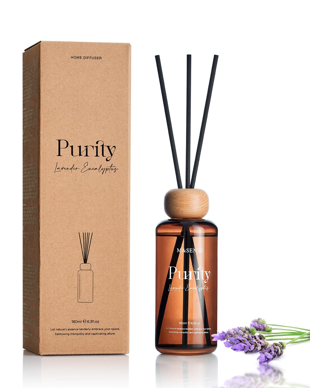 M&SENSE Reed Diffuser, Cinnamon Vanilla, 7.04 oz Natural Essential Oil