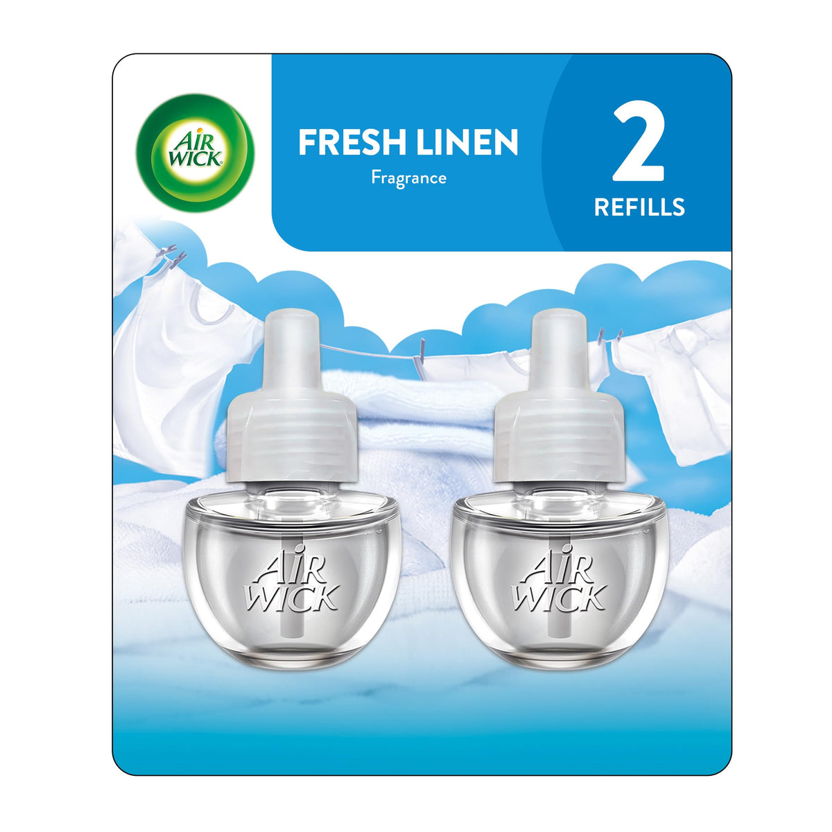 Air Wick Plug in Scented Oil Refill, 2 ct, Fresh Linen, Air Freshener, Essential Oils (Pack of 2)