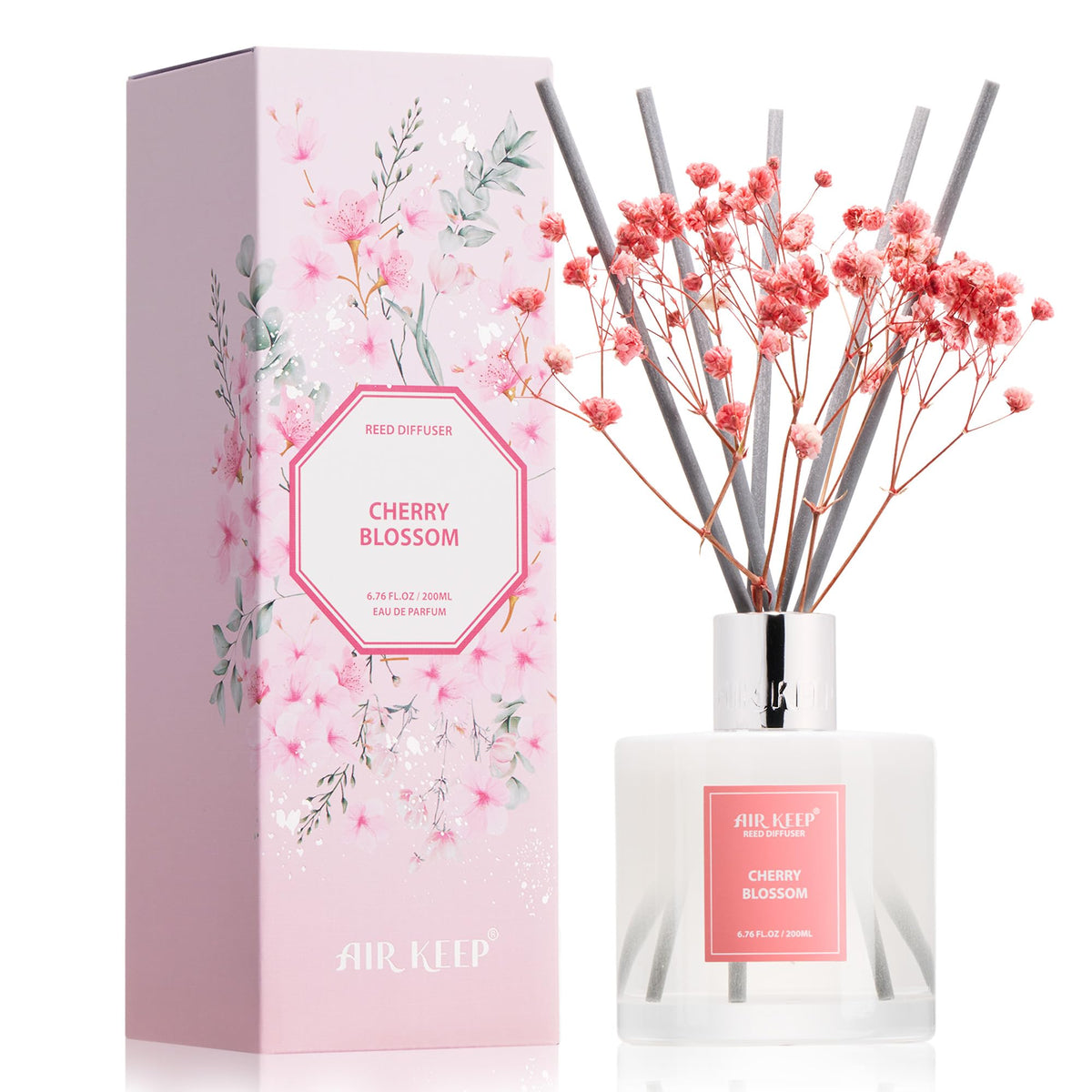 Airkeep Reed Diffuser Set,3.38 fl oz (100 ml) - Cinnamon Vanilla Oil Diffusers with 8 Reed Sticks, Home Fragrance Reed Diffuser for Bathroom Shelf Decor