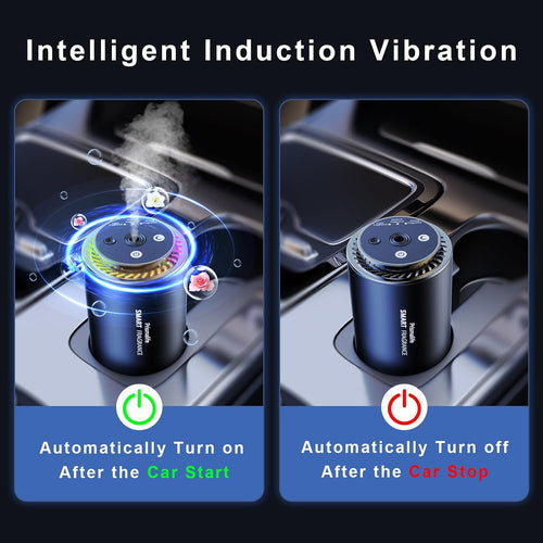 2025 Upgrade Smart Car Air Freshener, Rechargeable Car Air Freshener Diffuser with Starlight Projector & Atmosphere Light, Adjustable Car Freshener with Ultrasonic Tech & Auto On/Off, 50ml Perfume
