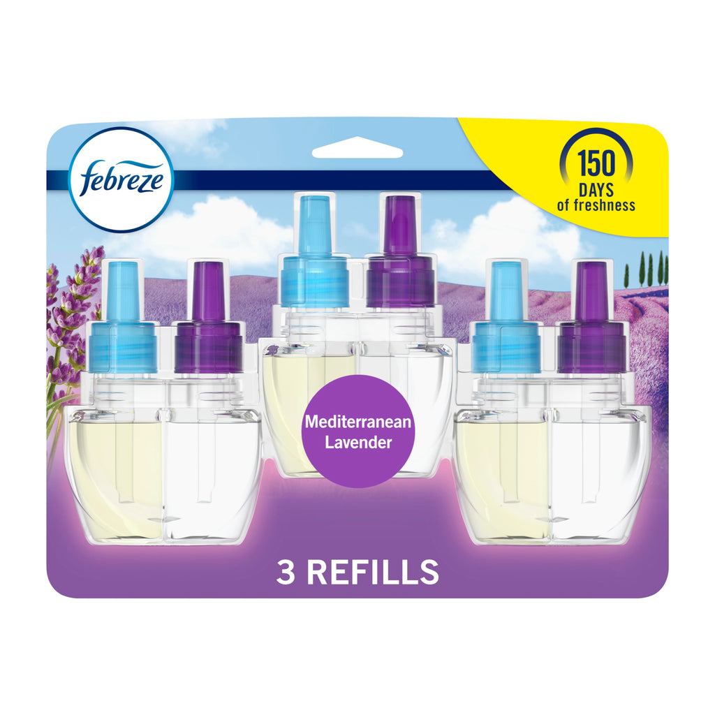 Febreze Plug In Air Freshener, Odor-Fighting Scented Oil Starter Kit, Air Fresheners for Home and Bathroom and Kitchen, Long Lasting for Strong Odors, Linen & Sky Scent, Warmer + 2 Refill
