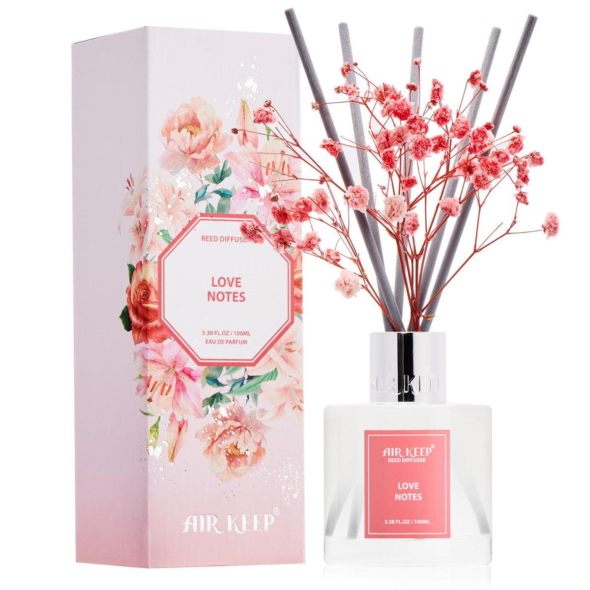 Airkeep Reed Diffuser Set,3.38 fl oz (100 ml) - Clean Linen Oil Diffusers with 8 Reed Sticks,Home Fragrance Reed Diffuser for Bathroom Shelf Decor