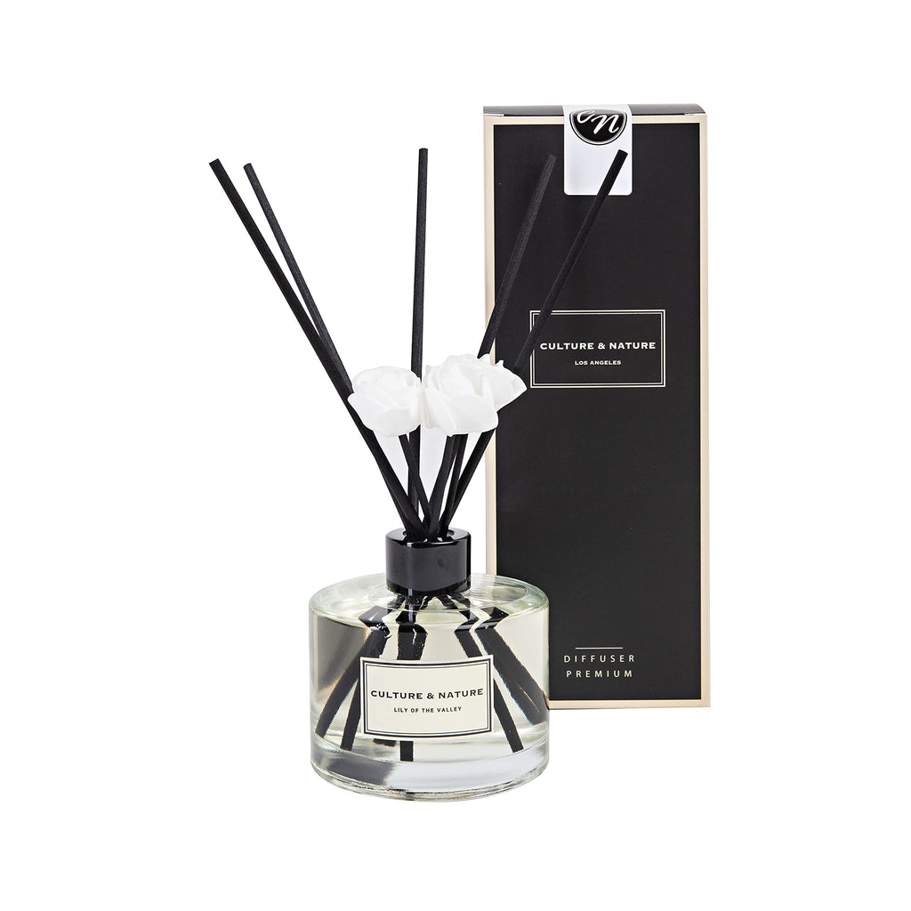 CULTURE & NATURE Reed Diffuser Set 6.7oz (200ml) Black Rose Scented Diffuser with Sticks Home Fragrance Reed Diffuser for Bathroom Shelf Decor