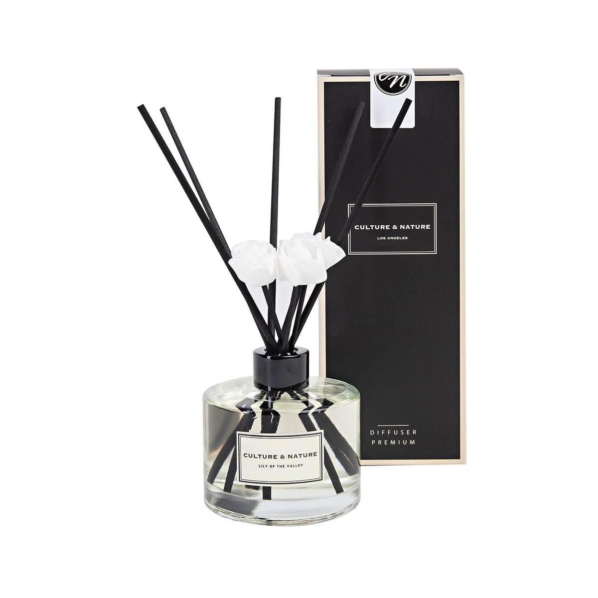 CULTURE & NATURE Reed Diffuser Set 6.7oz (200ml) Black Rose Scented Diffuser with Sticks Home Fragrance Reed Diffuser for Bathroom Shelf Decor
