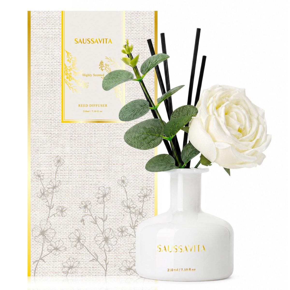 Reed Diffusers Set, 7.10 oz Flower Scented Diffuser with 7 Sticks, Long Lasting Home Fragrance for 120 Days, Perfect for Bathroom, Shelf Decor, Air Fresheners