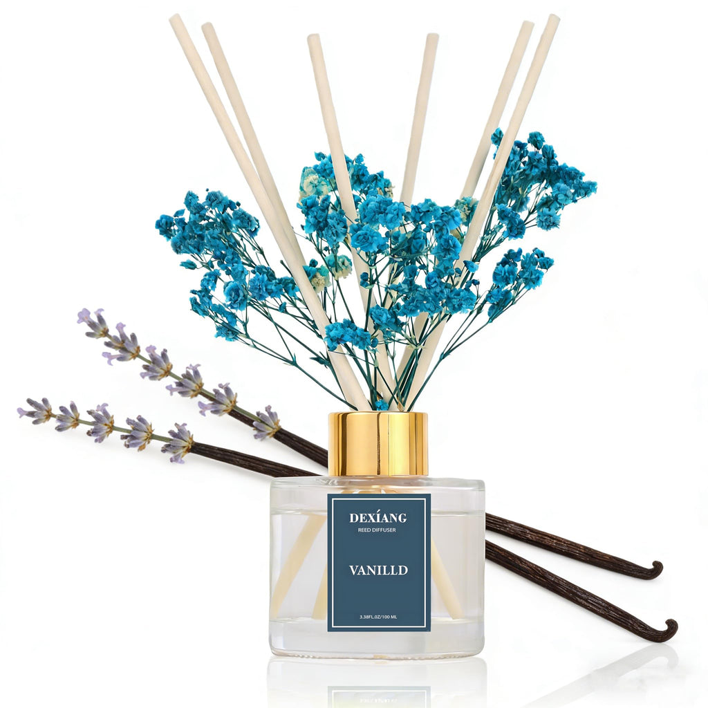 Reed Diffuser Set,3.38 fl oz (100 ml) - Lemon Verbena Oil Diffusers with 6 Reed Sticks for Bathroom Shelf Decor