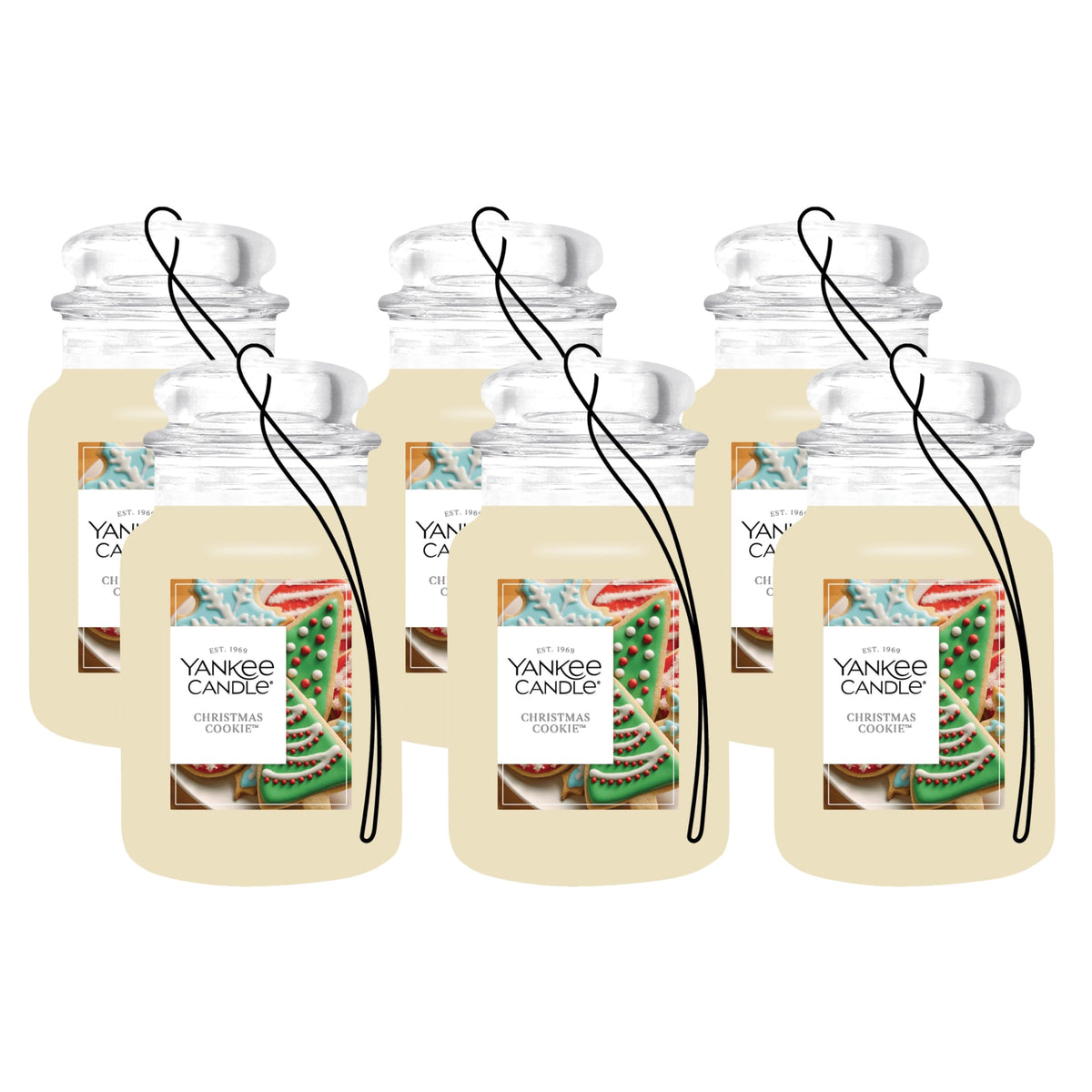Yankee Candle Classic Paper Car Jar Air Freshener, Hanging Car Freshener, Long Lasting Car Fragrance, Midsummer’s Night (Pack of 6)