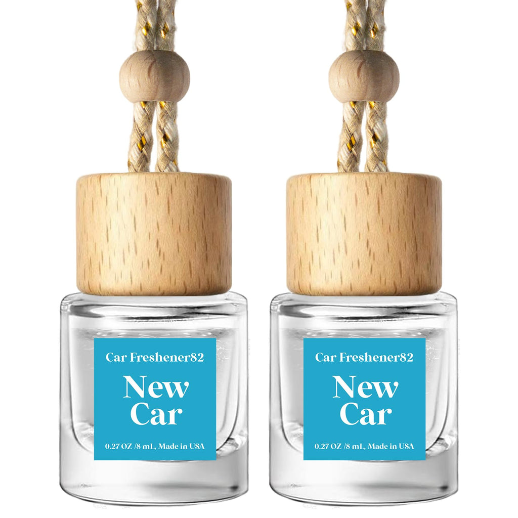 C Classy Car Air Freshener Hanging 2 Pack, Mahogany Teakwood Essential Oil Diffuser, Cute Glass Bottle, Long-Lasting Fragrance Car Accessories for Women & Men, Made in USA