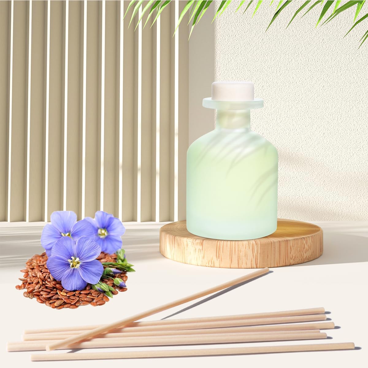 Reed Diffuser for Home, Clean Linen Scent 3.38oz (100ml)*1 Pack Essential Oil Reed Diffuser Set with 8 Sticks, Long Lasting Air Freshener for Bathroom Bedroom Living Room, Home Decor & Gifts