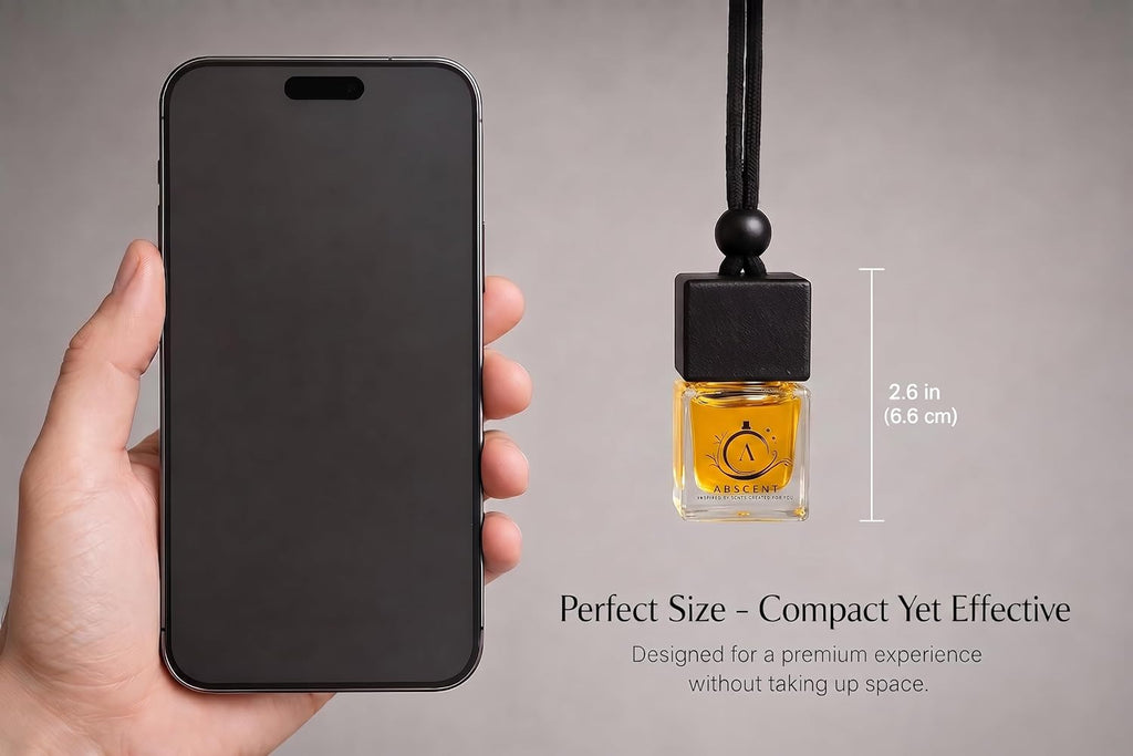 Aventus Luxury Car Air Freshener, Hanging Glass Bottle Diffuser, Long Lasting 30–45 Days, Premium Leather Cap & Rope, Car Perfume, Auto Fragrance Diffuser, Made in Canada
