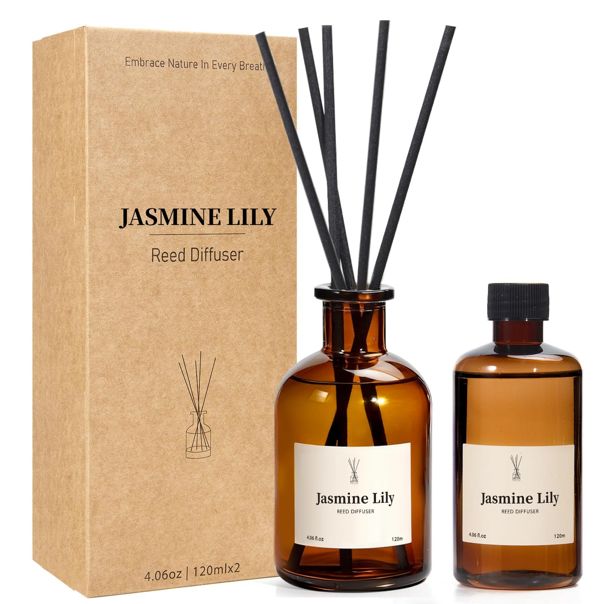 Reed Diffuser Set, 8.12 fl.oz Eucalyptus Scented Diffuser with Sticks, Up to 120 Days, Home Fragrance Reed Diffuser for Bathroom Shelf Decor & Room Freshener, 2 Pack