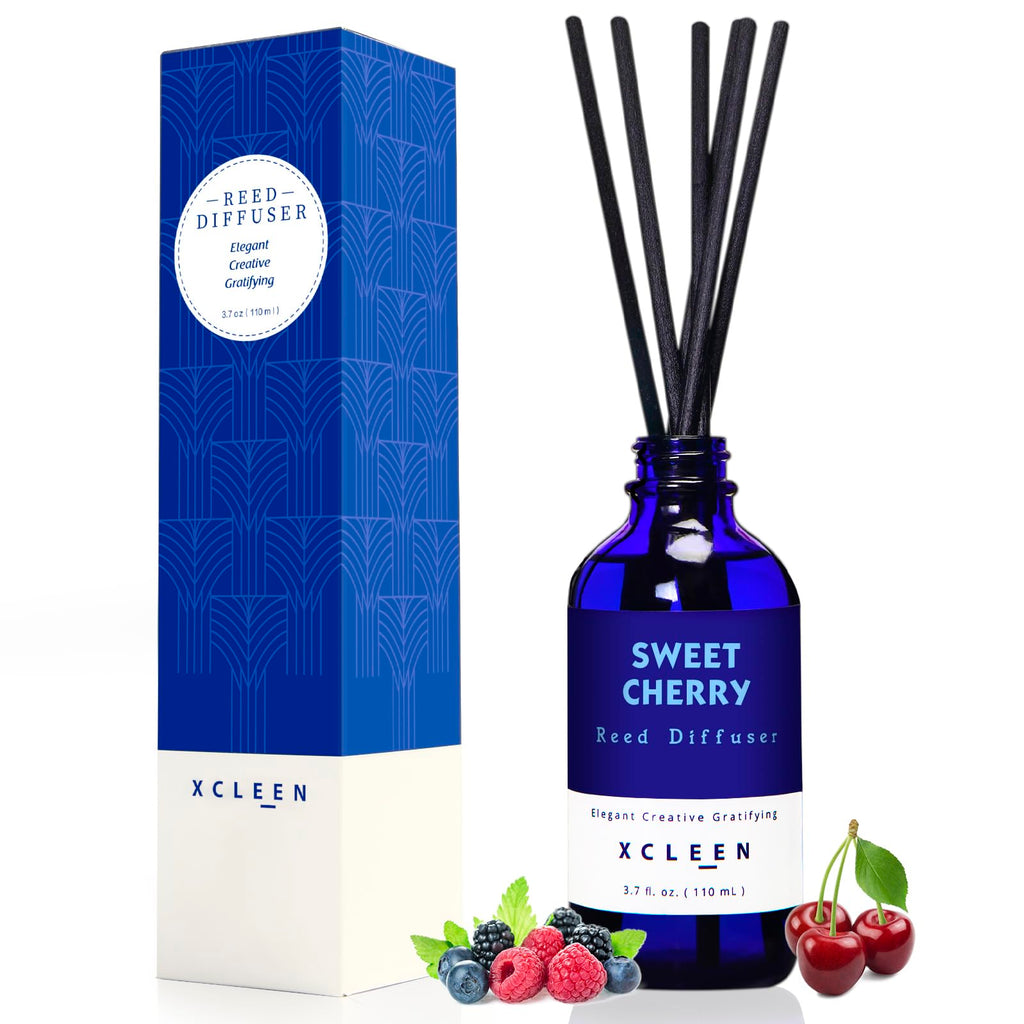 Xcleen Reed Diffusers Set, 3.7 Oz Scent Diffuser, 6 Reed Diffuser Sticks, Home Fragrance Hyacinth, Peony & Citrus, Aromatherapy Oil Diffuser Reeds, More Masculine Scent, Bathroom & Office Decor 110ml