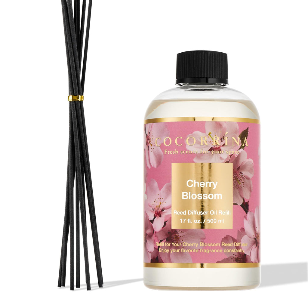 Cocorrína Reed Diffuser Refill Clean Linen 17oz (500ml) with 8 Rattan Sticks - Premium Long-Lasting Scented Oil, Home Fragrance for Bedroom, Bathroom Home Decor