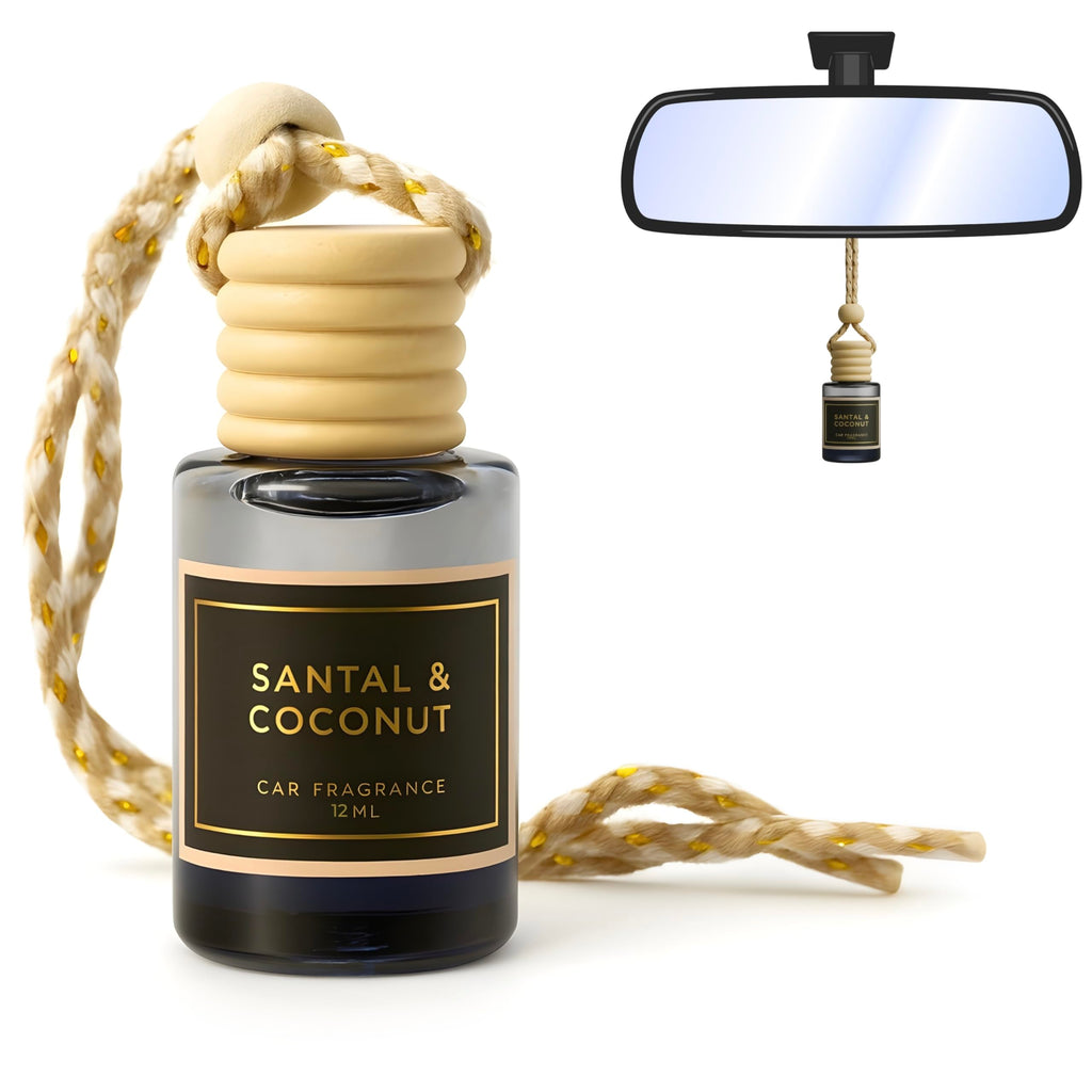 Santal & Coconut - A Fragrant Whisper of Opulent Tropical Serenity! - Luxury Car Hanging Diffuser - Long Lasting Car Freshener - Lasts up to 60 days | A+ Scents