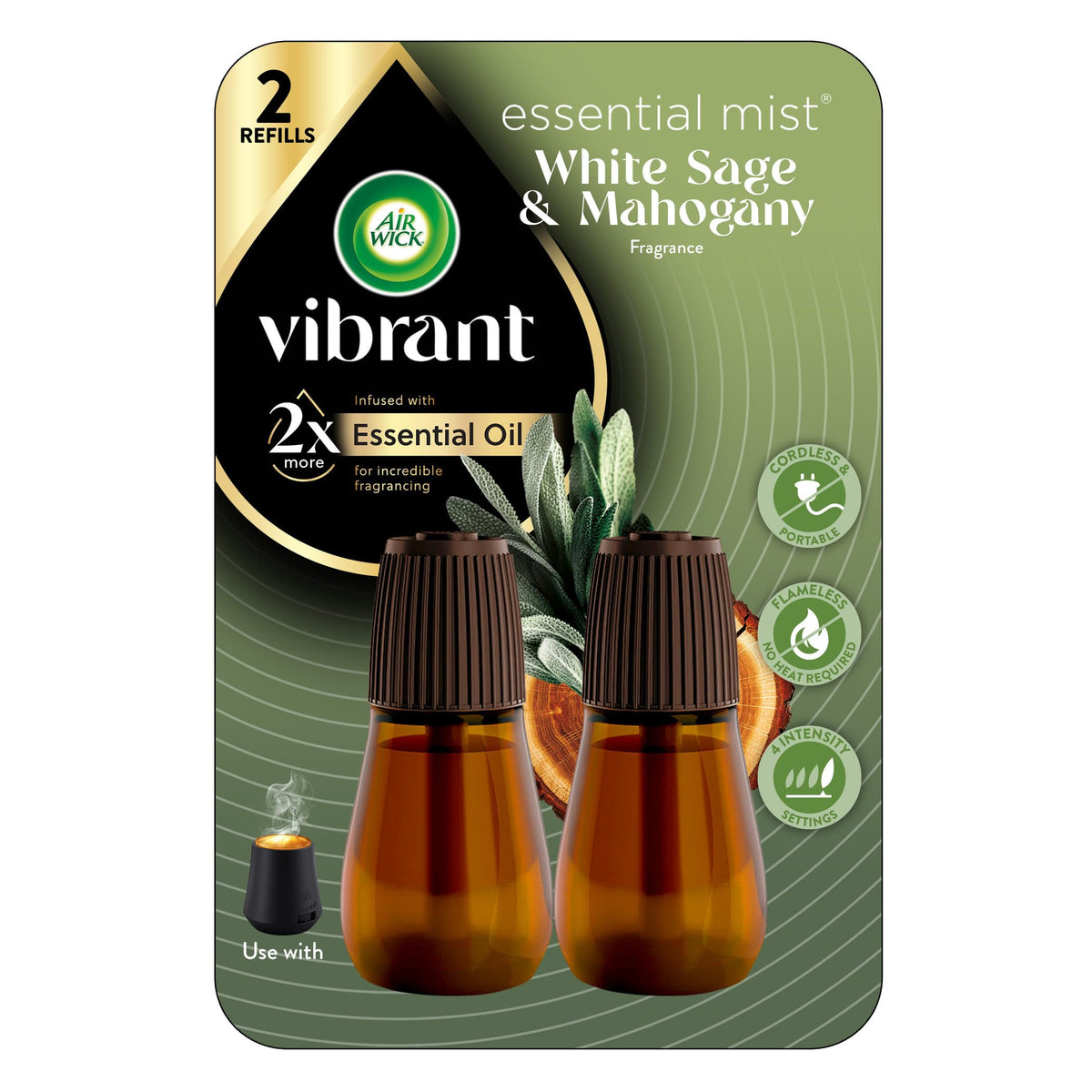 Air Wick Essential Mist Air Freshener Diffuser & Refill White Sage Mahogany