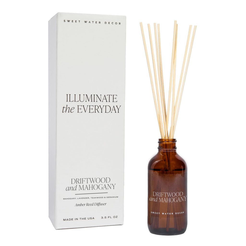 Sweet Water Decor Farmhouse Amber Reed Diffuser Set, Fall Scent, 3.5 fl oz