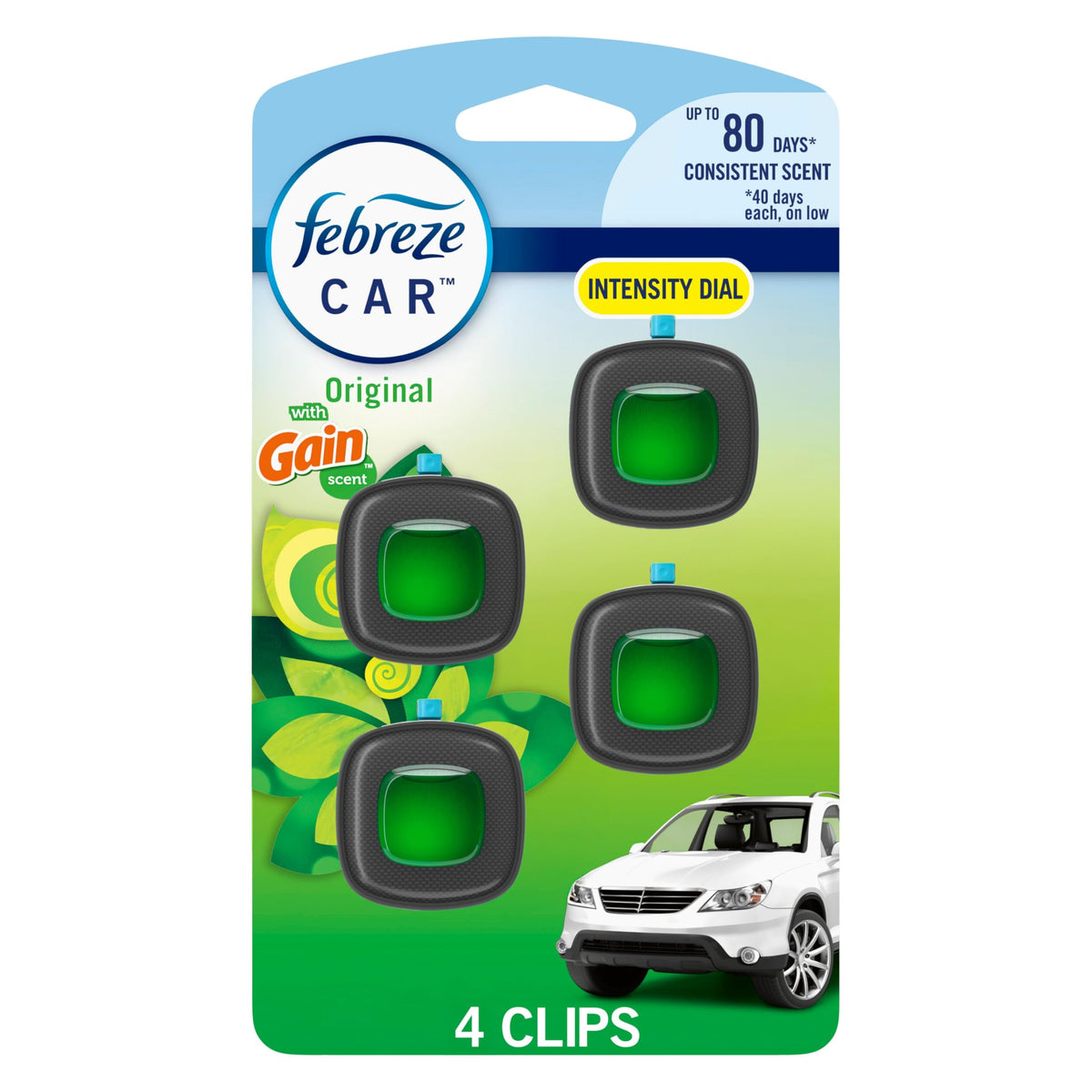 Febreze Car Air Freshener, Odor-Fighting Automotive Vent Clip, Scented Car Accessories, Long Lasting for Strong Odors, Hawaiian Aloha Scent, 4 Count