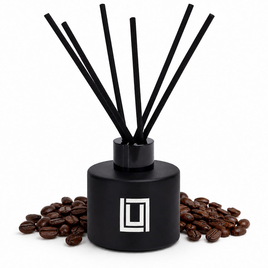 Lulu Candles | Reed Diffuser Set | Jasmine, Oud & Sandalwood | 6 Reed Sticks | Scent Diffuser for Bedroom Bathroom Living Room & Office - 4.2 FL Oz.