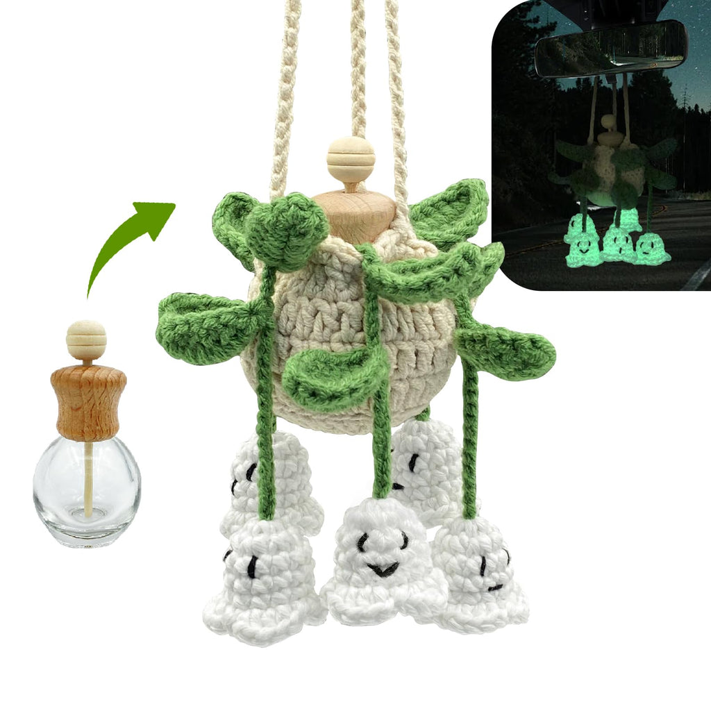 Crochet Car Air Freshener,15ml Diffuser Bottle with Strawberry Plant