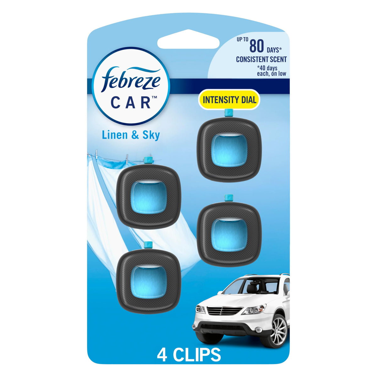 Febreze Car Air Freshener, Odor-Fighting Automotive Vent Clip, Scented Car Accessories, Long Lasting for Strong Odors, Hawaiian Aloha Scent, 4 Count