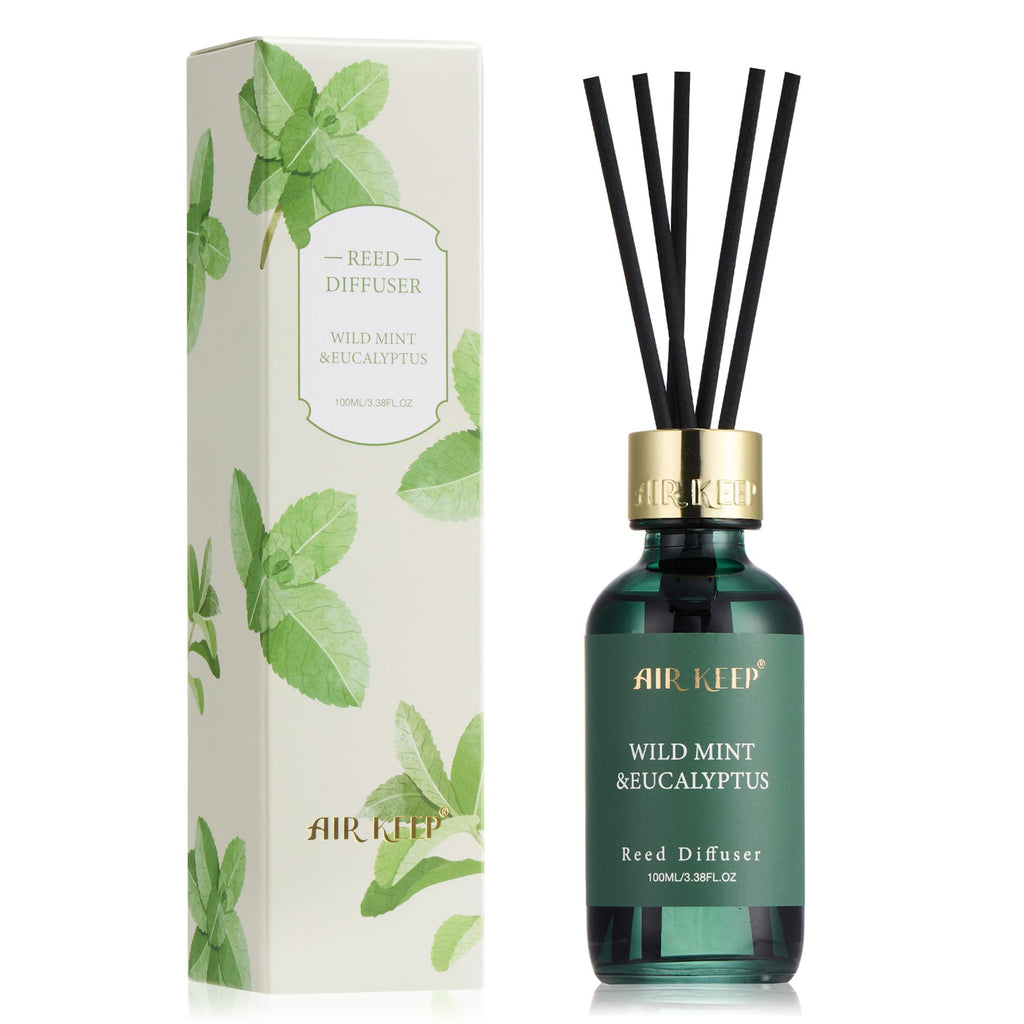 Airkeep Reed Diffuser Oil Set with Reed Sticks, Clean Linen Aromatherapy Oil Scent Diffuser for Home Office Bathroom Decoration Perfume and Gifts 3.38 oz/100ml