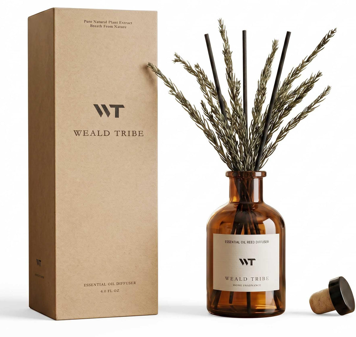 WEALD TRIBE Flower Reed Diffuser Set Vanilla Cinnamon Scent for Bathroom Air Fresheners | 4.0 fl oz Fragrance Oils with Sticks Home Fragrance Defusers | House Bedroom Office Shelf Decor & Gift