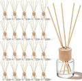 20 Set Reed Diffuser Bottle Refillable Empty Glass Jars with Wooden Caps & Sticks, 50ml (1.7 oz) Round Wide Mouth Bottles for DIY Fragrance, Home Decor, Gifts