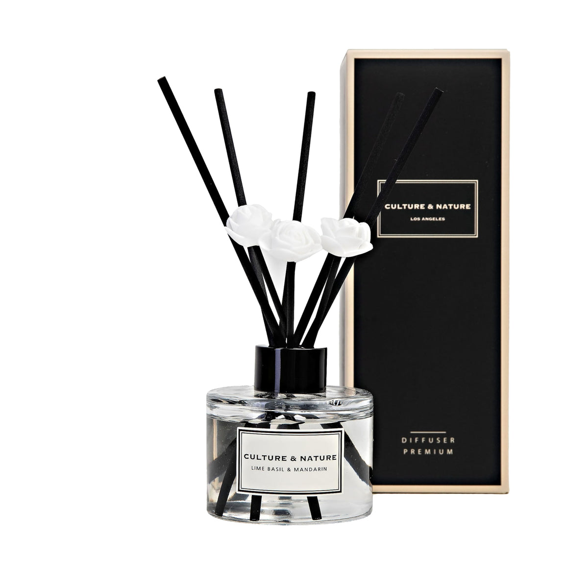 CULTURE & NATURE Reed Diffuser Set 6.7oz (200ml) Clean Cotton Scented Diffuser with Sticks Home Fragrance Reed Diffuser for Bathroom Shelf Decor