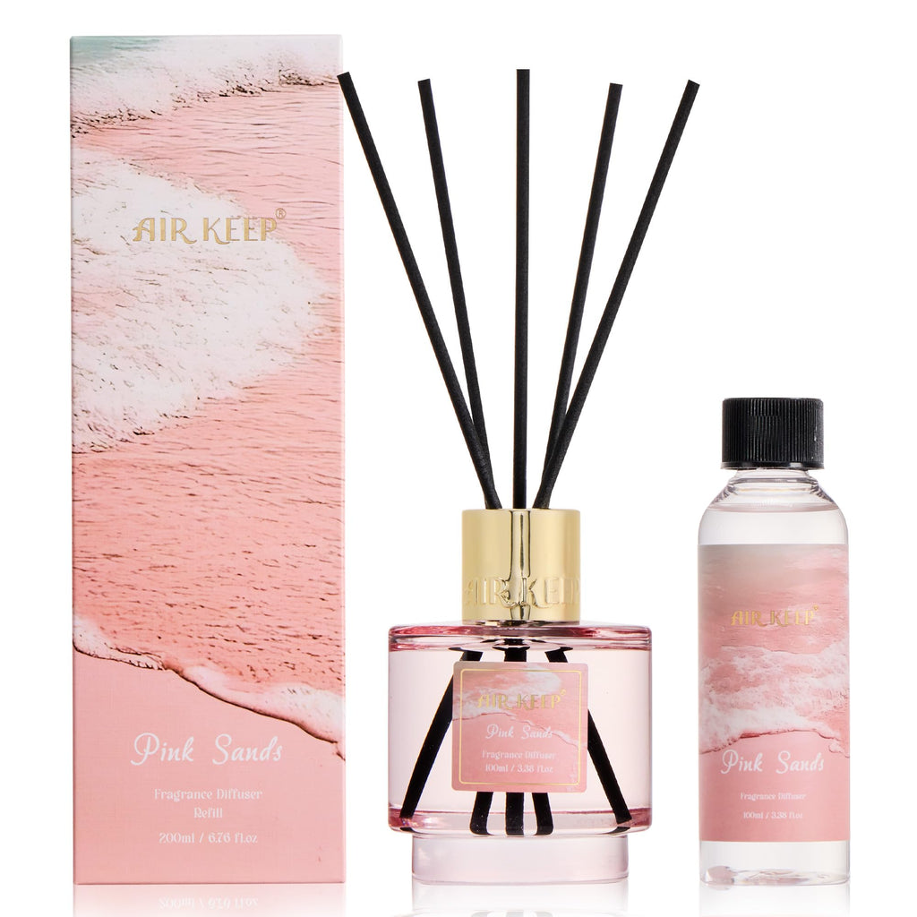Airkeep Reed Diffuser Set with Refill & 8 Reed Sticks, 6.96 fl oz Lavender Whisper Home Fragrance, Long Lasting Aromatherapy Diffuser for Bedroom, Bathroom & Living Room