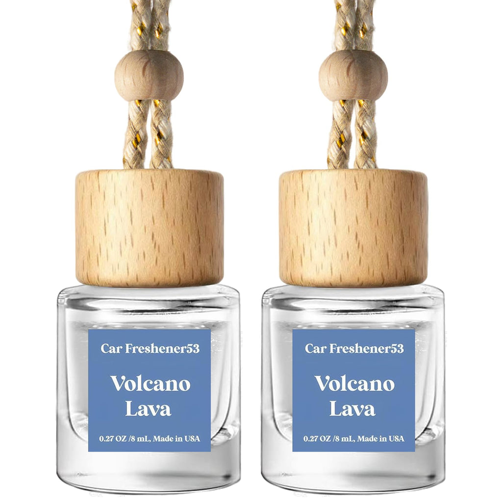 C Classy Car Air Freshener Hanging 2 Pack, Mahogany Teakwood Essential Oil Diffuser, Cute Glass Bottle, Long-Lasting Fragrance Car Accessories for Women & Men, Made in USA