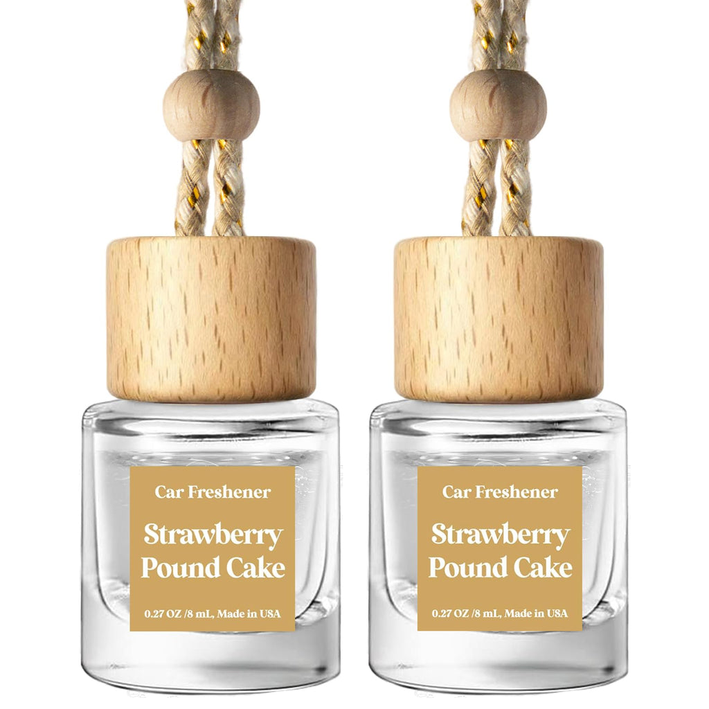 C Classy Car Air Freshener Hanging 2 Pack, Mahogany Teakwood Essential Oil Diffuser, Cute Glass Bottle, Long-Lasting Fragrance Car Accessories for Women & Men, Made in USA