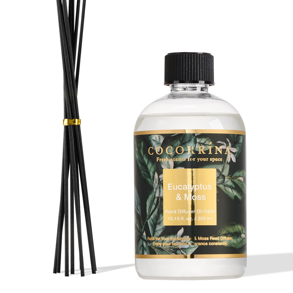 Cocorrína Reed Diffuser Refill Clean Linen 17oz (500ml) with 8 Rattan Sticks - Premium Long-Lasting Scented Oil, Home Fragrance for Bedroom, Bathroom Home Decor