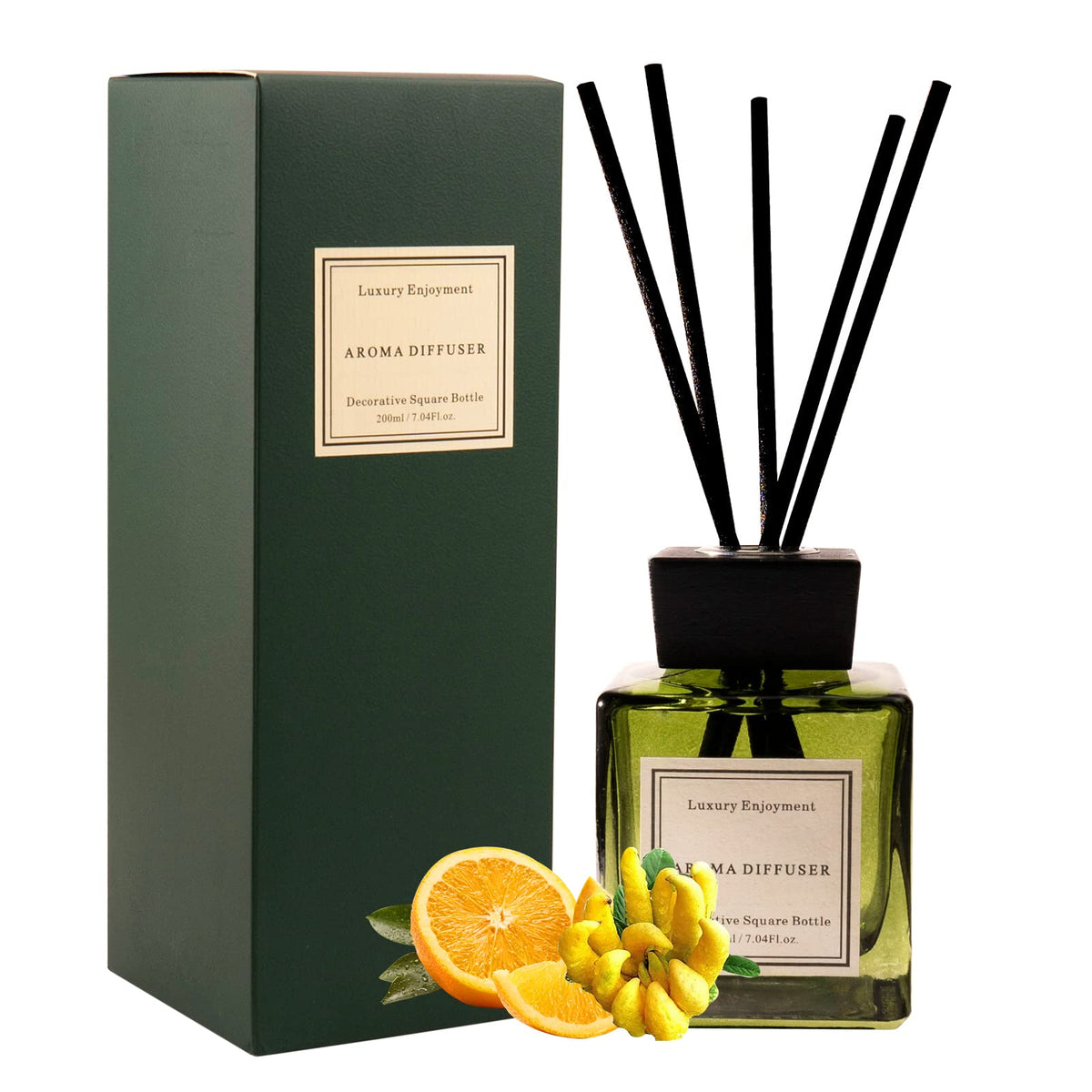 XEPTLE Hotel Colletion Reed Diffuser, Clean White Floral Fragrance with Bergamot & Warm White Musk, Air Freshener, Home Fragrance Diffuser with 5 Reeds for Bedroom Bathroom Office Décor, 7.04oz, Green