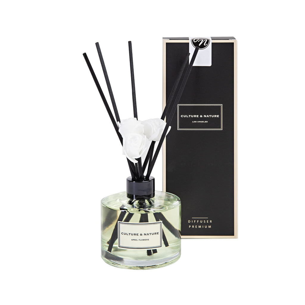 CULTURE & NATURE Reed Diffuser Set 6.7oz (200ml) Clean Cotton Scented Diffuser with Sticks Home Fragrance Reed Diffuser for Bathroom Shelf Decor