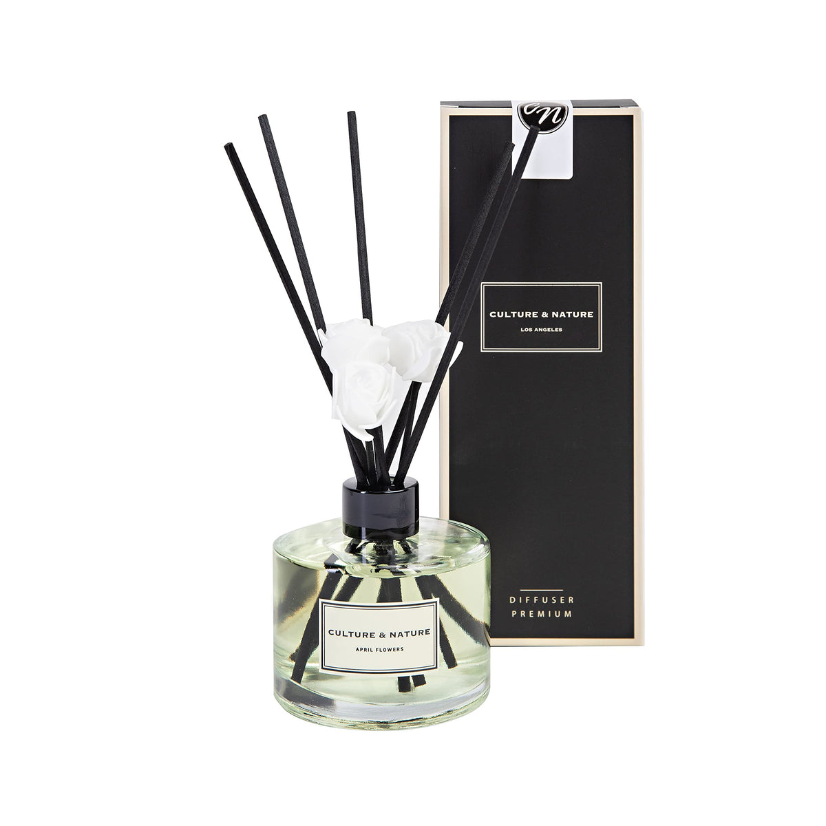 CULTURE & NATURE Reed Diffuser Set 6.7oz (200ml) Clean Cotton Scented Diffuser with Sticks Home Fragrance Reed Diffuser for Bathroom Shelf Decor