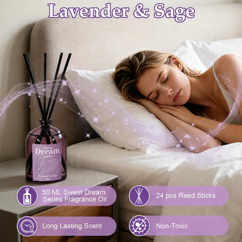 STRN Reed Diffuser Set, Lavender Essential Oil Reed Diffuser 4 x 50ml
